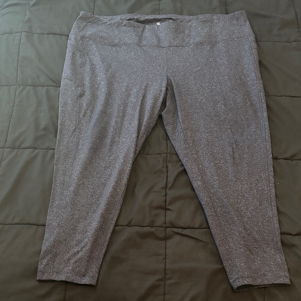 Talbots Plus Athletic Leggings Yoga Cropped Exercise Heathered Navy 3xp